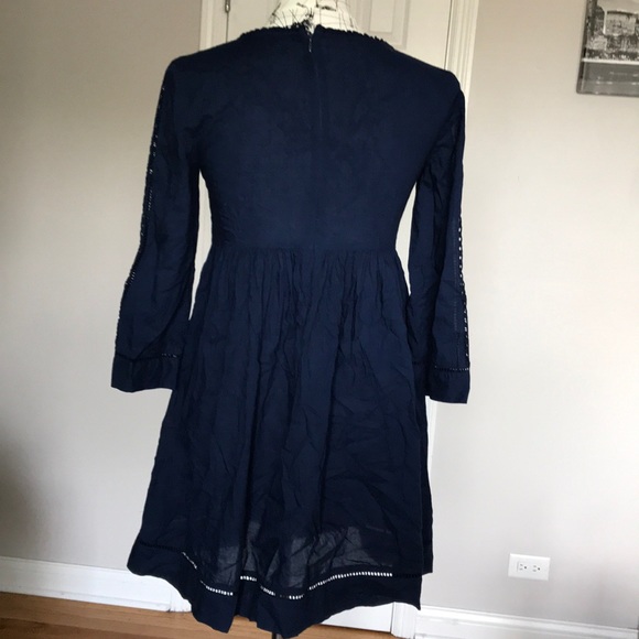 Coastal Cottage Eyelet Boho Western Fit Flare Lace Embroidered Casual Overlay - Picture 4 of 8